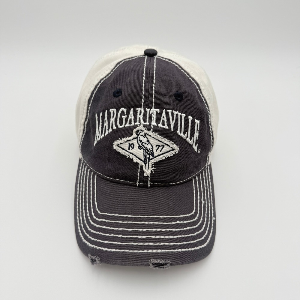 Margaritaville Baseball Hat Men OS Navy Blue Cream Distressed Orlando Cap Resort